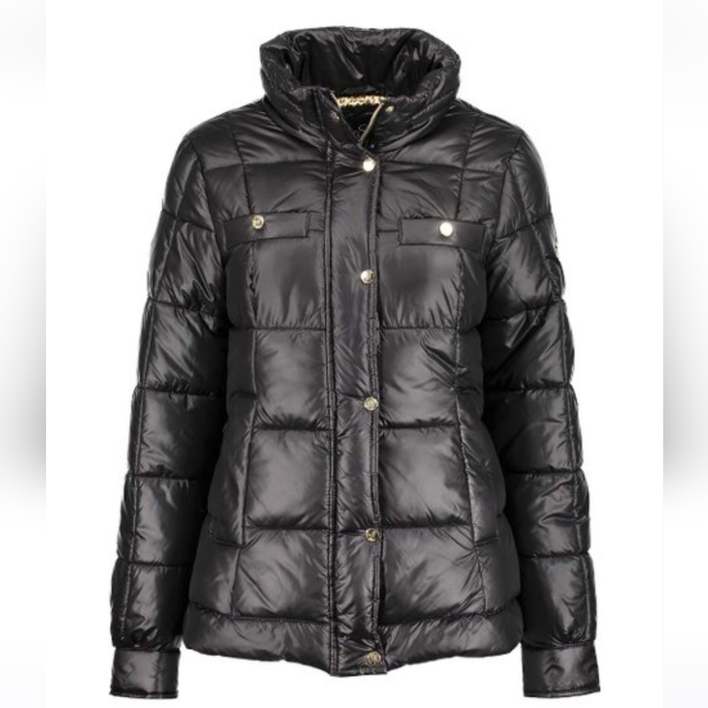 Jessica Simpson Black Quilted Mock Neck Puffer Coat Women Size M